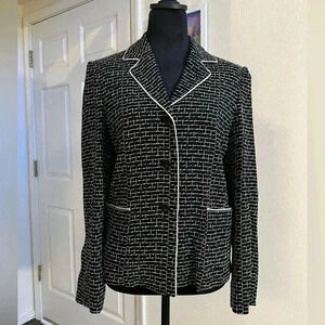 MaxMara textured retro chic black and white blazer size 6